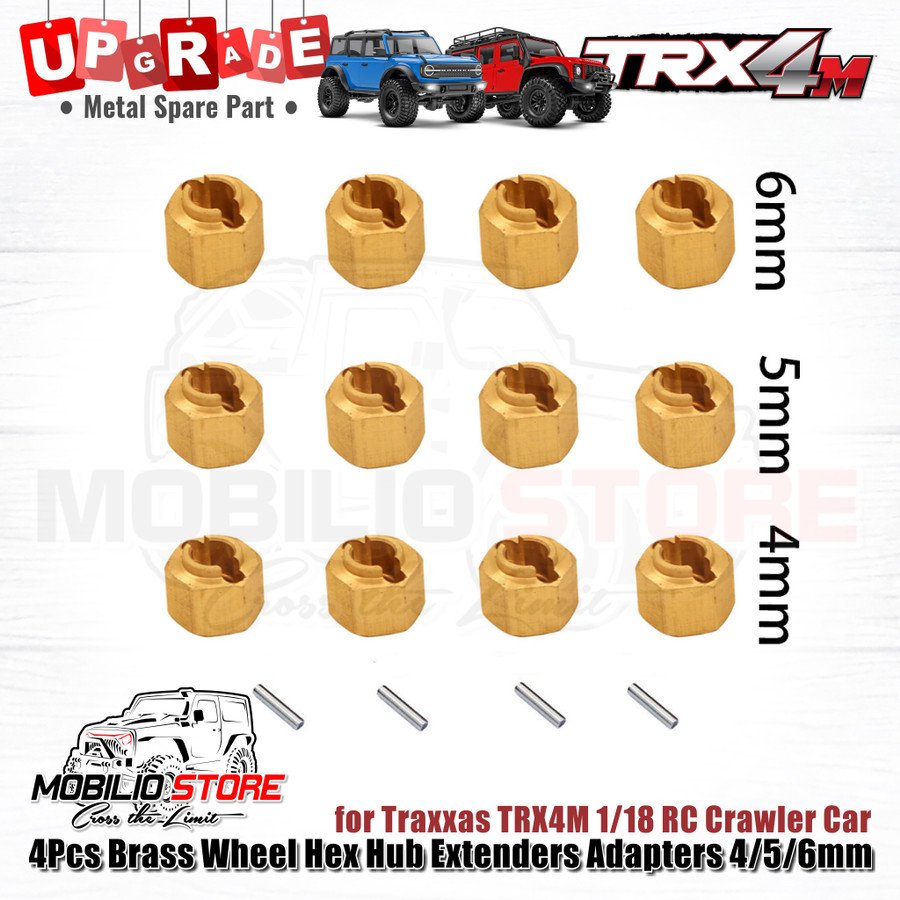 4 Pcs Brass Wheel Hex Hub Extenders Adapters 4/5/6mm for Traxxas TRX4M