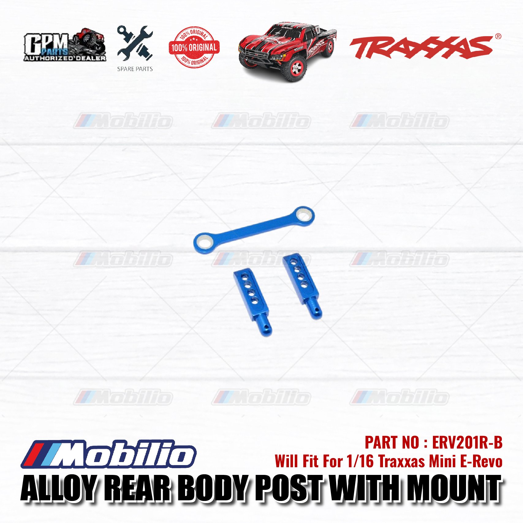 GPM Part #ERV201R Alloy Rear Body Post with Mount for Traxxas 1:16 Mini E-REVO Slash