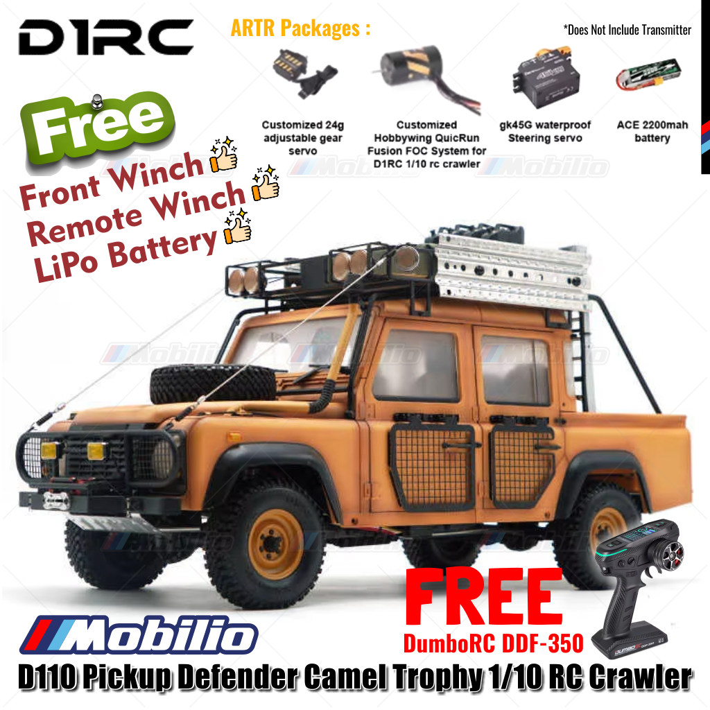 D1RC D110 RC Pickup Land Rover Defender Camel Trophy 1/10 WB 334mm