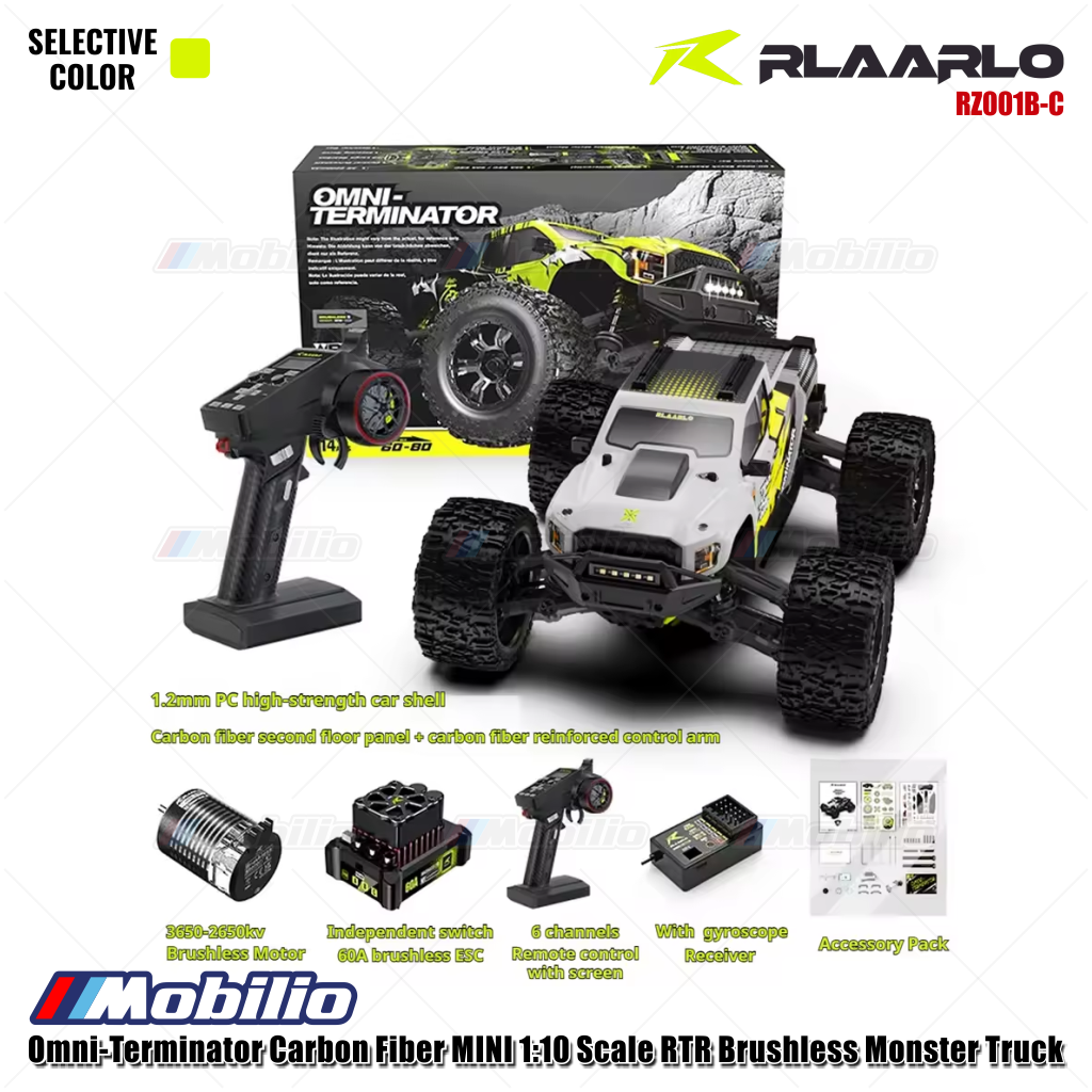 Rlaarlo Omni-Terminator Carbon Fiber MINI 1:10 Scale RTR Brushless ...
