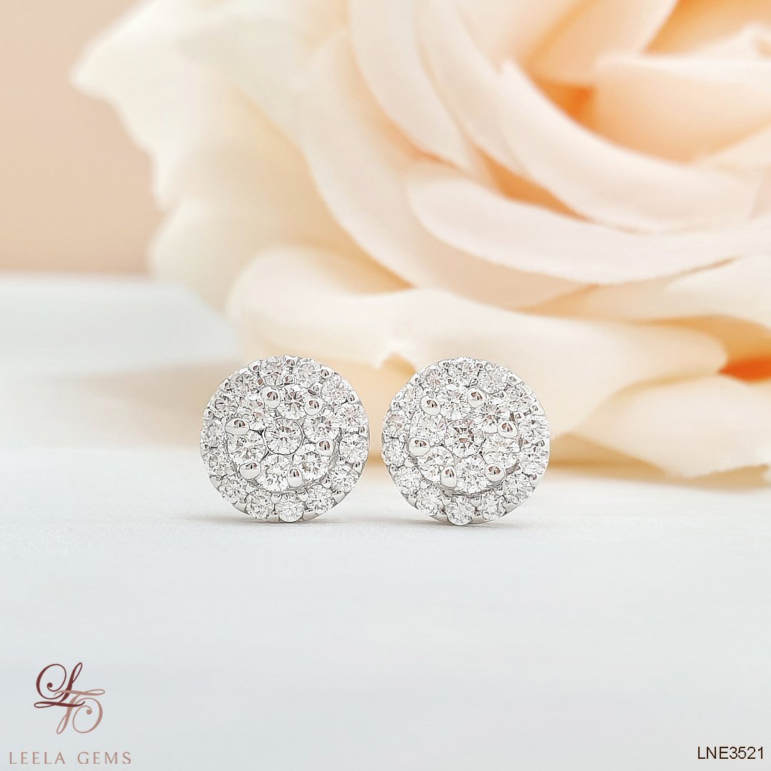 Diamond earrings flower design Outlet