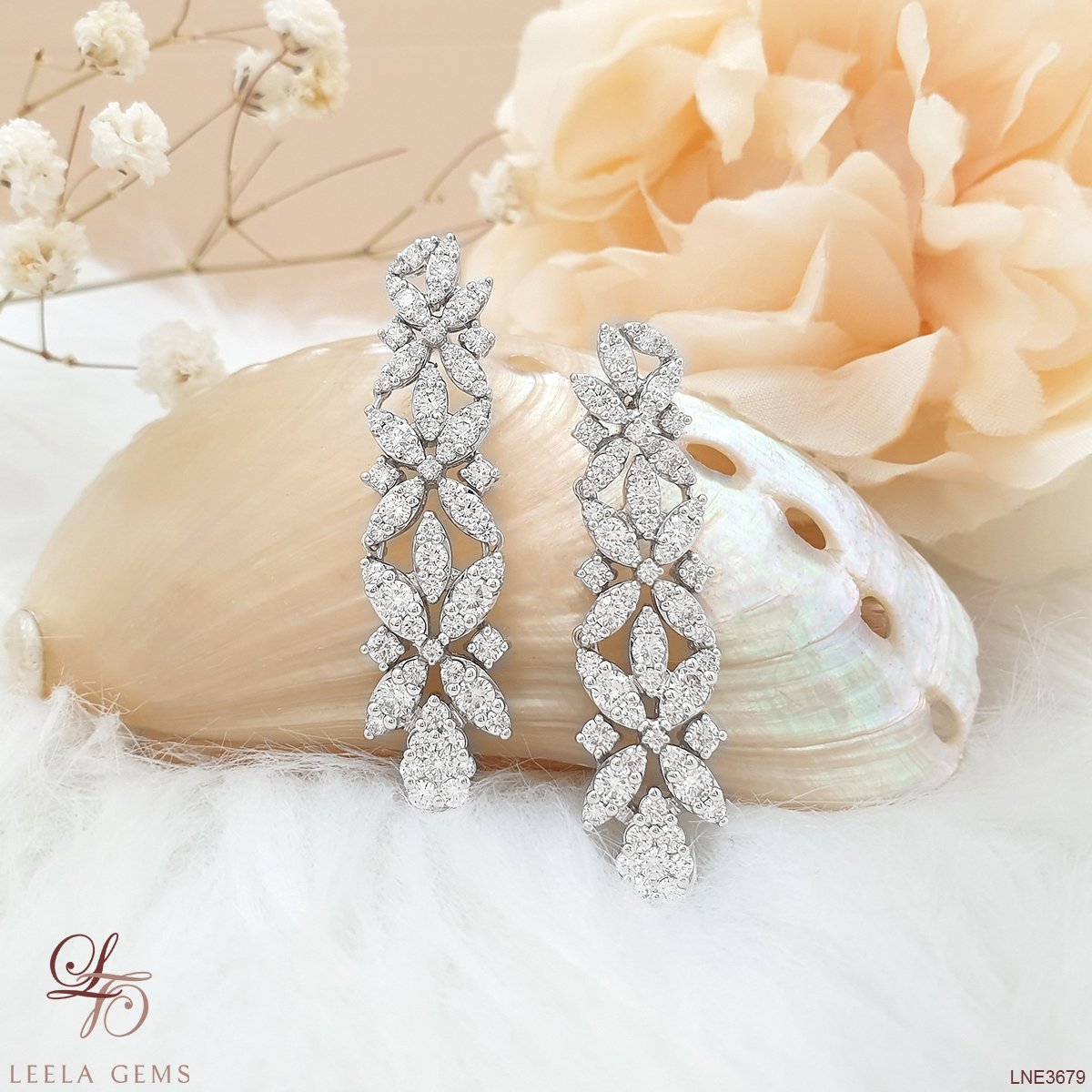 Coral gem stone jewelry pure silver jewelry diamond studs simple studs –  Nihira