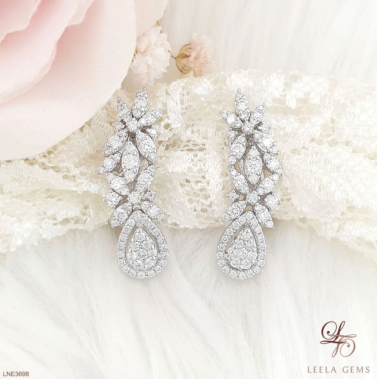 Flower Design Diamond Earrings