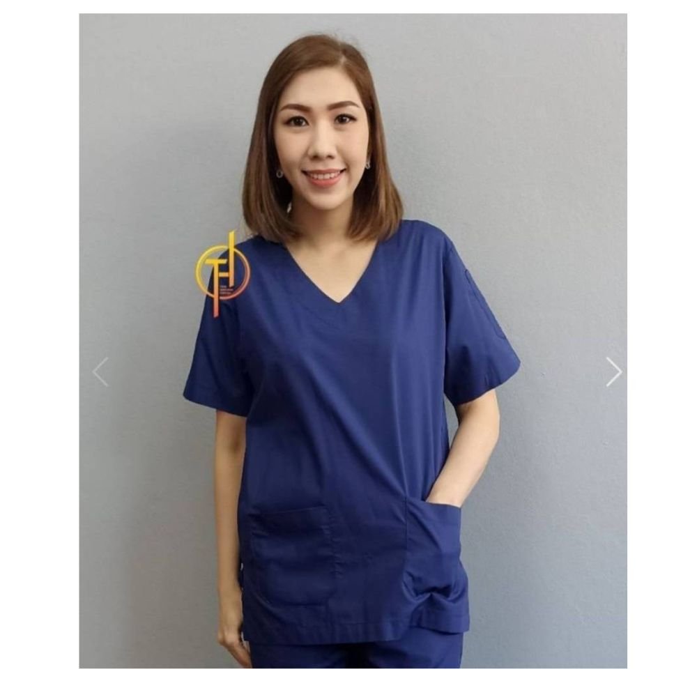 ชุดสครับ สีกรม ผ้าโทเร 210 เส้น