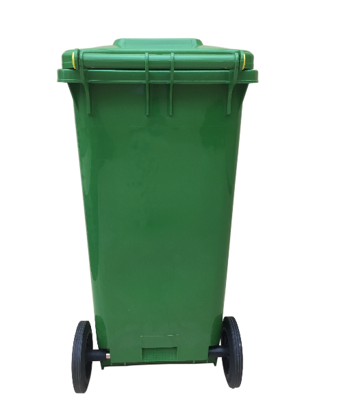 ถังขยะพลาสติกพร้อมล้อเข็น (ฝา1ช่องทิ้ง) สีเขียว 120L