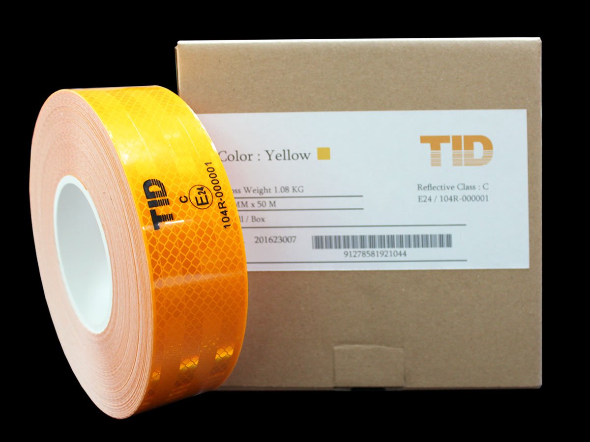 สติกเกอร์สะท้อนแสงรีดขอบกันน้ำ TID  สีเหลือง (กว้าง50 มม. ยาว50ม./ม้วน)