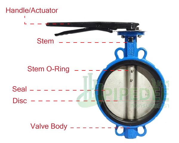 องค์ประกอบของ_วาล์วปีกผีเสื้อเหล็กหล่อ องค์ประกอบของ_วาล์วปีกผีเสื้อเหล็กหล่อ