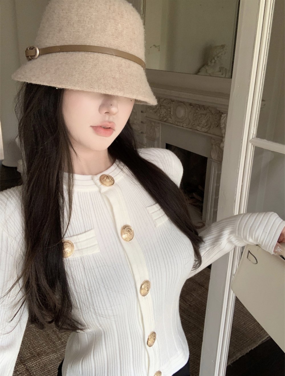 BAL Rounding Gold Button Cardigan 4 Colors