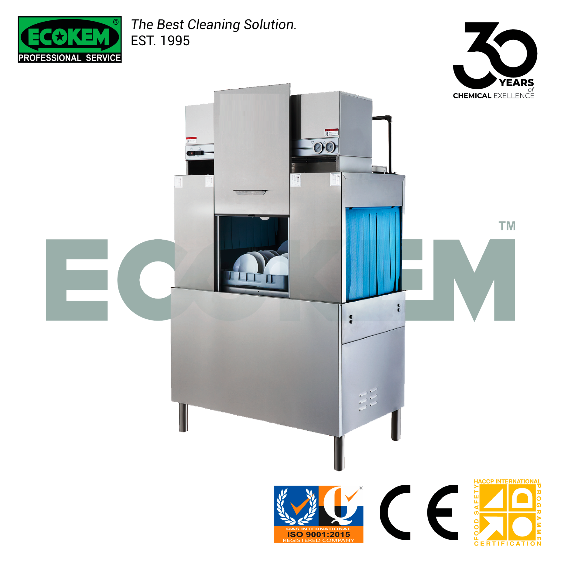 ECOKEM GT CR1 Single Tank Conveyor Dishwasher