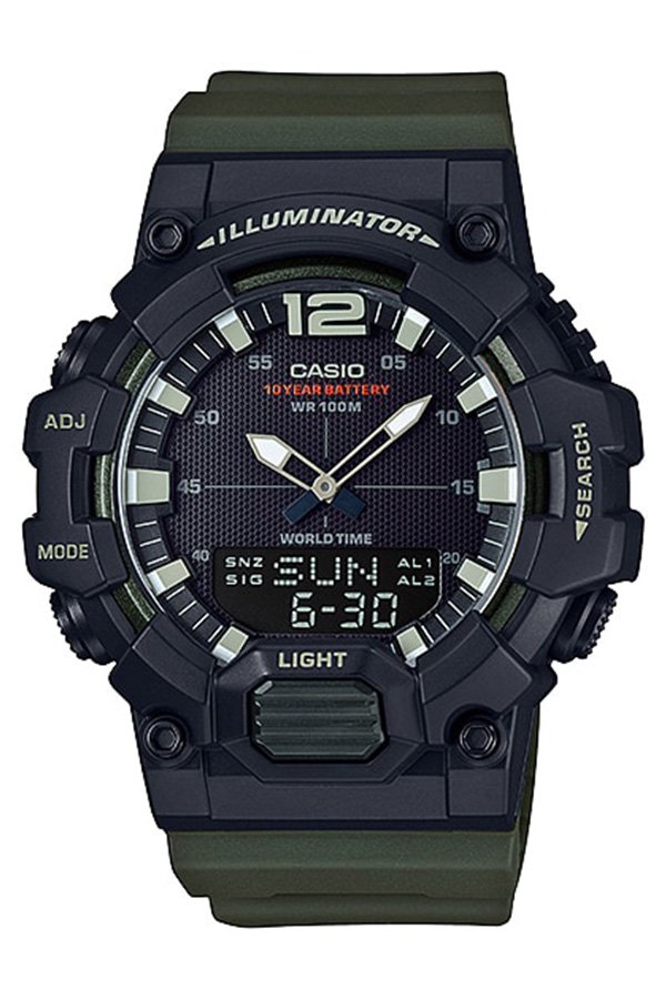 Casio Standard นาฬิกาข้อมือผู้ชาย สายเรซิน รุ่น  HDC-700-3A / สีดำ สีเขียว