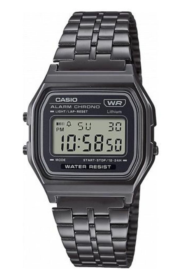 Casio Standard นาฬิกาข้อมือผู้ชาย สายสแตนเลส รุ่น A158WETB-1A  สีเทาเข้ม