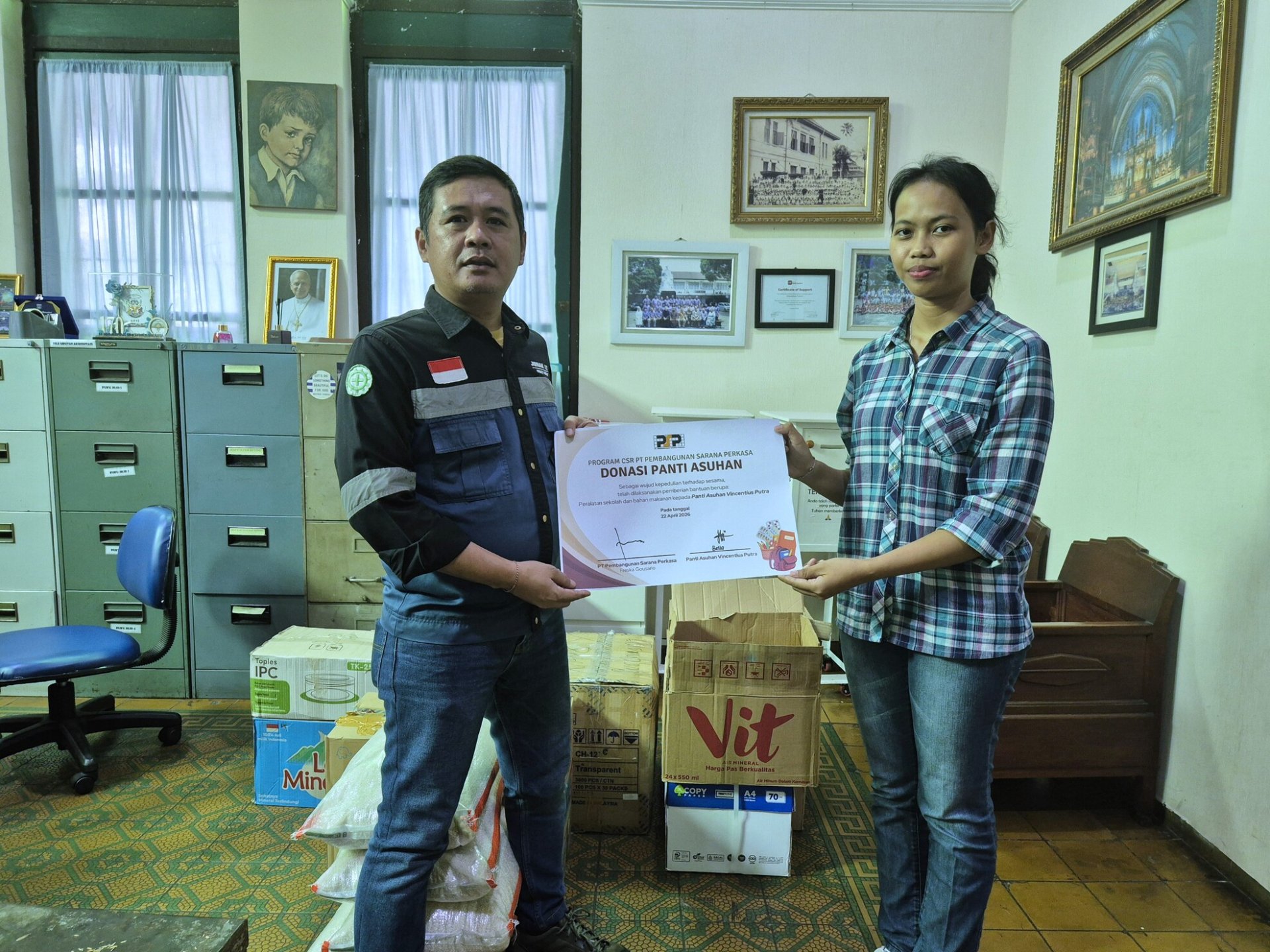 Penyaluran Dukungan Pendidikan bagi Anak Panti Asuhan Vincentius Putra oleh PT PSP