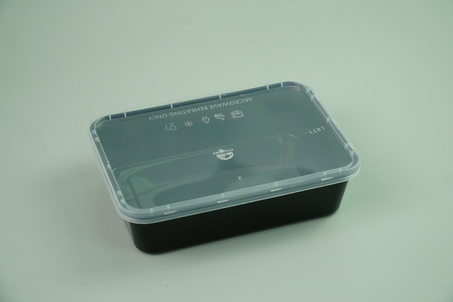 กล่องอาหาร PP สีดำ ฝาใส 650 ml. ขนาด 17x12x4.5 cm.