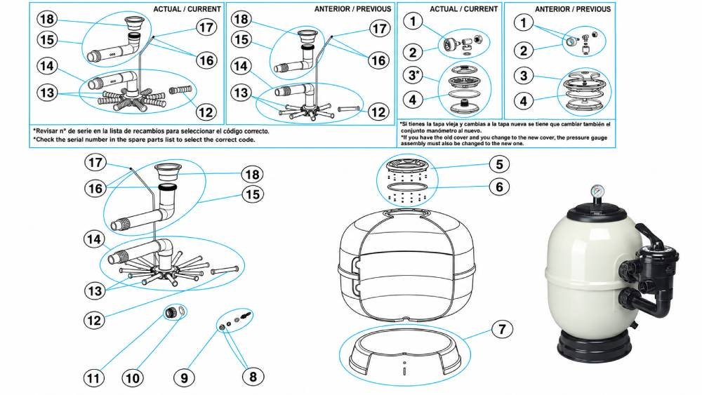 Aster Filters exploded spare-parts diagram
