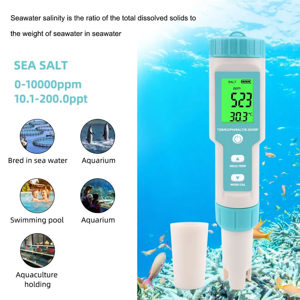 Pawfly pH Pen & ORP Measuring Instrument, 7-in-1 pH ORP S.G Salinity