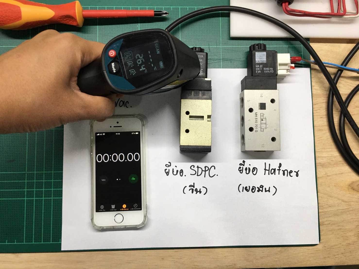 ทดสอบอุณหภูมิคอยล์ไฟของโซลินอยด์วาล์ว 4V210-08