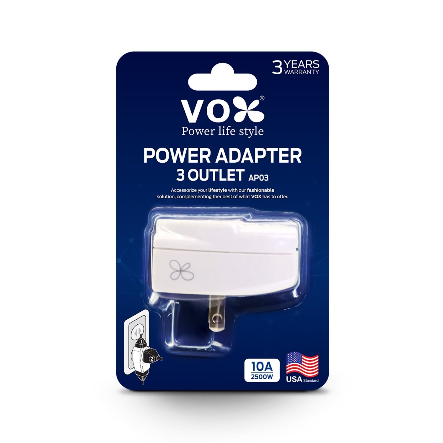 POWER ADAPTER 3 OUTLET AP03