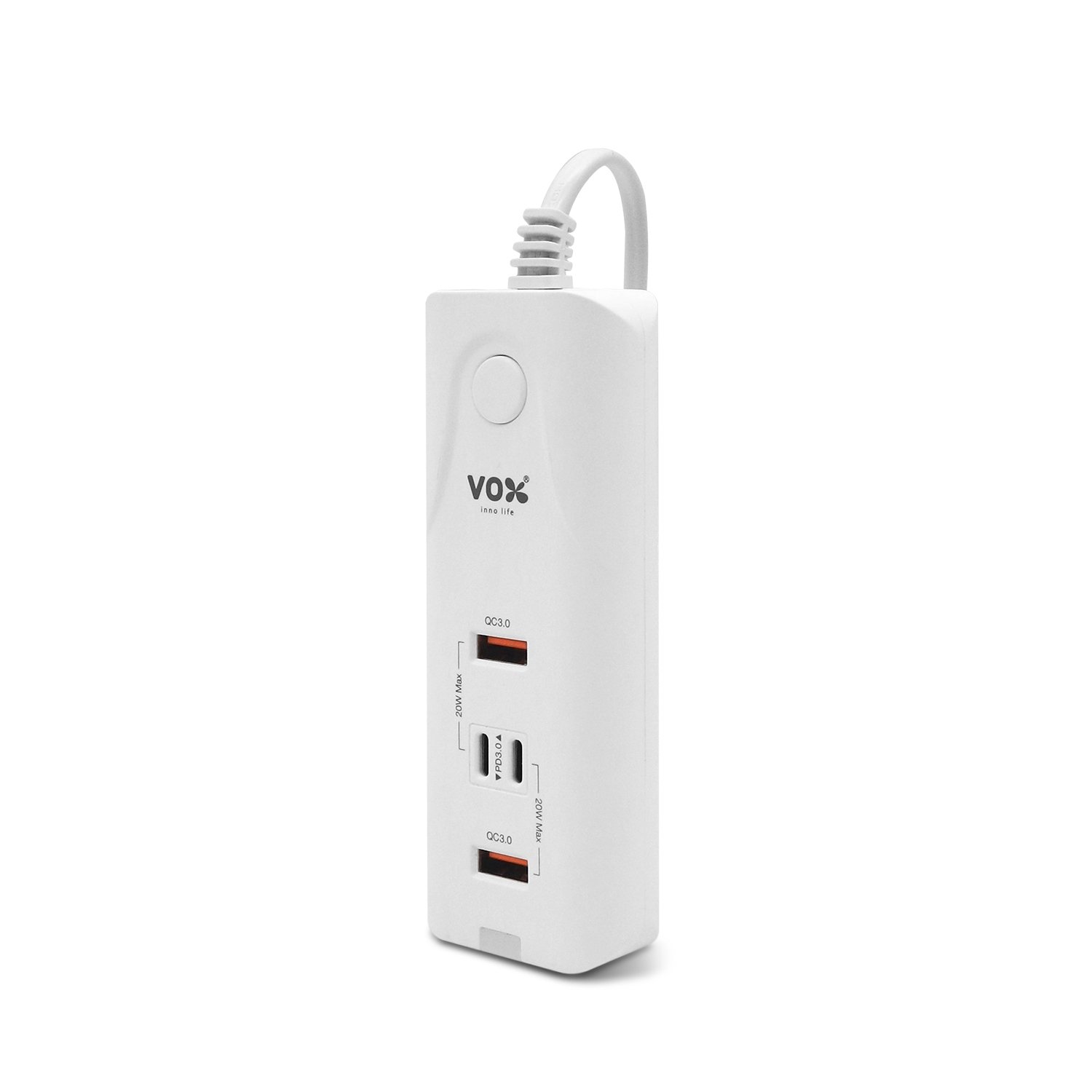 ว๊อกซ์ ปลั๊กตัวแปลง Mobile Plug Port USB-A และ TYPE-C จ่ายไฟสูงสุด 40W สีขาว