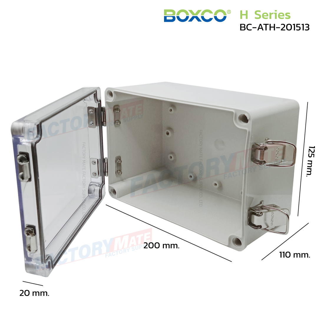กล่องกันน้ำ ฝาใส BOXCO BC-ATH-201513, ABS Plastic Enclosure Boxes