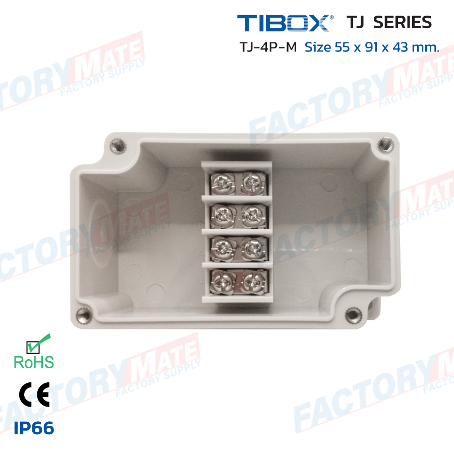 TIBOX TJ-4P-M กล่องเทอร์มินอลพลาสติกกันน้ำIP66, Plastic Terminal Block Box