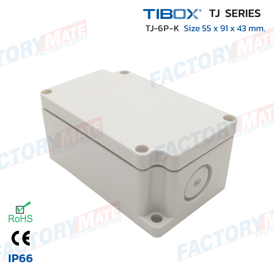 Block Box Protection TIBOX TJ-6P-K กล่องเทอร์มินอลพลาสติกกันน้ำIP66, Plastic Terminal Block Box