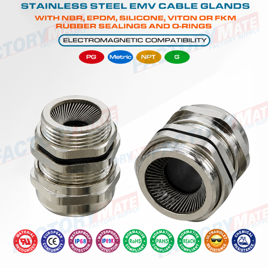 EMC/EMV Cable Glands Stainless Steel SS304, SS316, SS316L