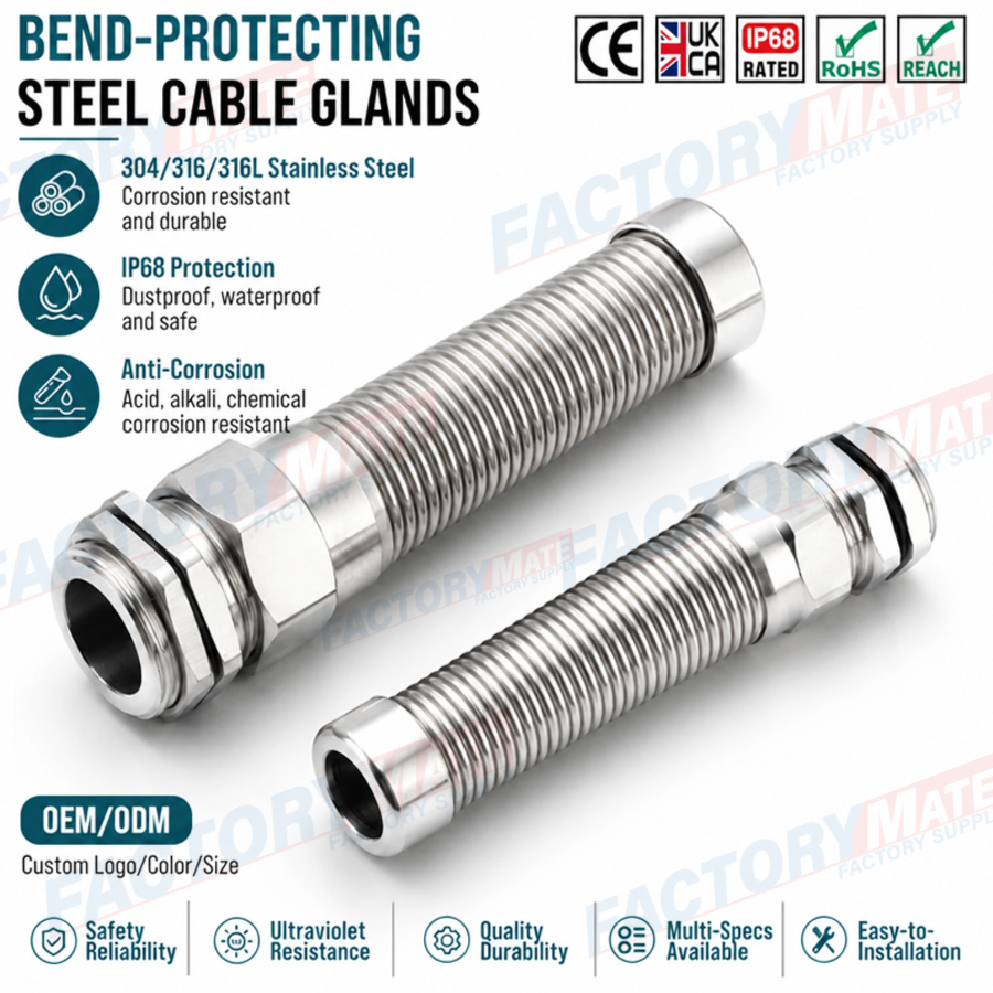 IP68 Flexible Cable Gland Spiral M32x1.5 (Ø15~22mm)