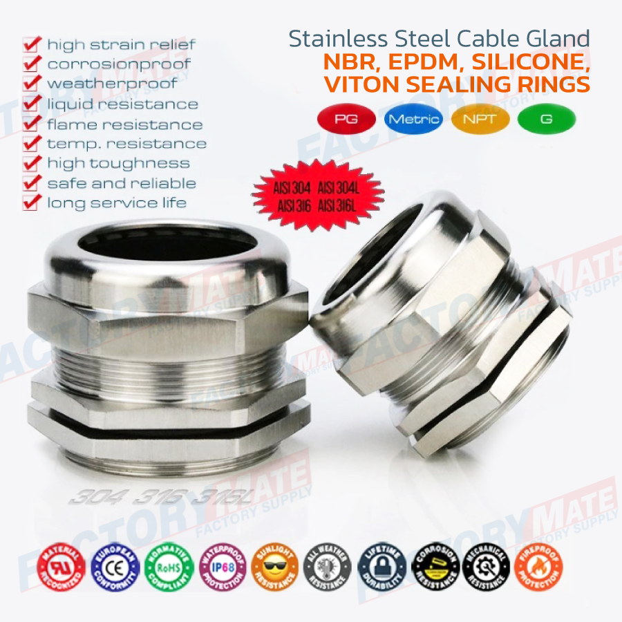 IP68 M40 Metric Stainless Steel Cable Gland