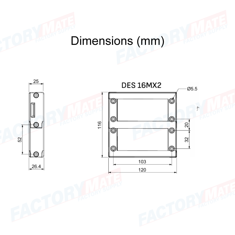 Modular Cable Frame DES 16MX Modular frame for cables with and without connectors