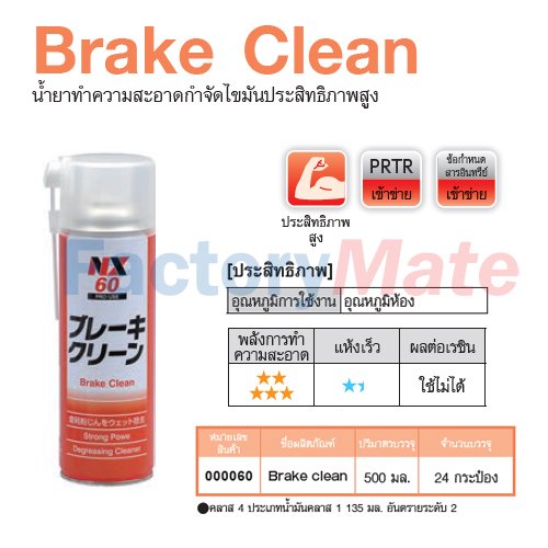 NX-60 Brake Clean,น้ำยาทำความสะอาดชิ้นส่วนและเบรก