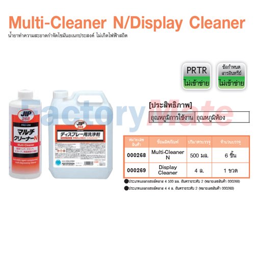 JIP-268 Multi-Cleaner N/Display Cleaner น้ำยาทำความสะอาดกำจัดไขมันอเนกประสงค์ ไม่เกิดไฟฟ้าสถิต