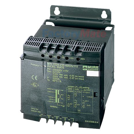 MTL 1-PHASE CONTROL AND ISOLATION TRANSFORMER P: 25VA IN: 230/400VAC +/- 15VAC OUT: 2x115VAC