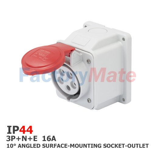 GW62409  10° ANGLED SURFACE-MOUNTING SOCKET-OUTLET - IP44 - 3P+N+E 16A 380-415V 50/60HZ - RED - 6H - SCREW WIRING