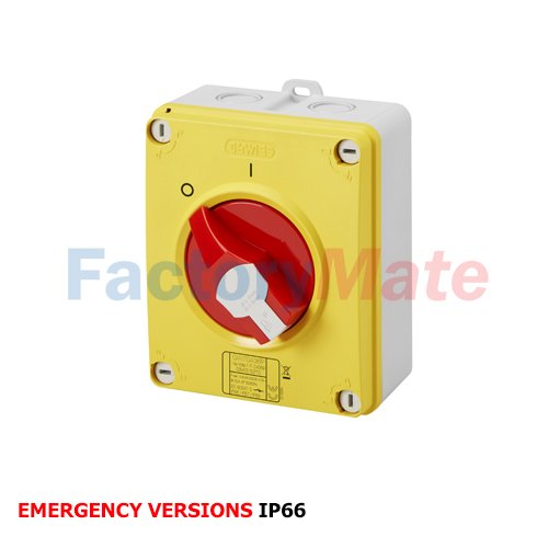 ISOLATOR - HP - EMERGENCY - ISOLATING MATERIAL BOX - 16A-160A- LOCKABLE RED KNOB - IP66