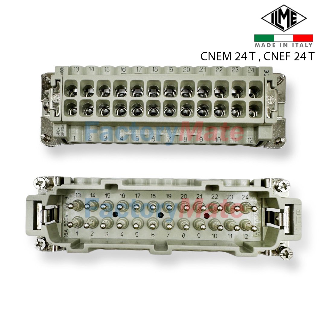 Connecteur ILME CNEF 24 TN HDC Femelle 24+PE 16A Taille 104.27 - Vis Argenté 0.5-2.5 Mm²