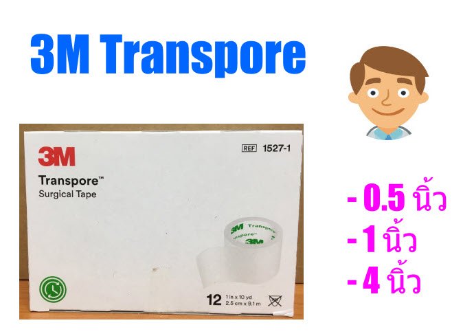 3M Transpore ขนาด 1 นิ้ว (12ม้วน/กล่อง)