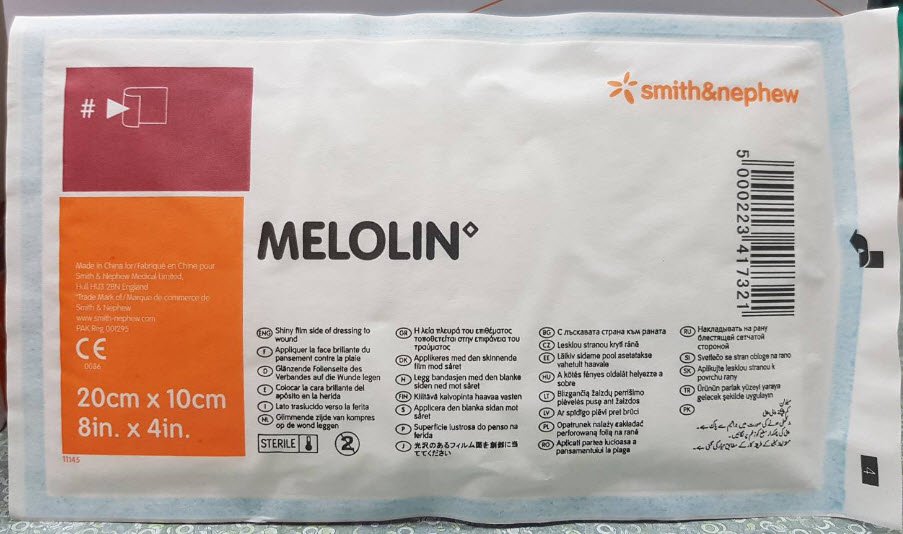 Melolin เมโลลิน แผ่นซึมซับชนิดไม่ติดแผล 20x10 ซม.