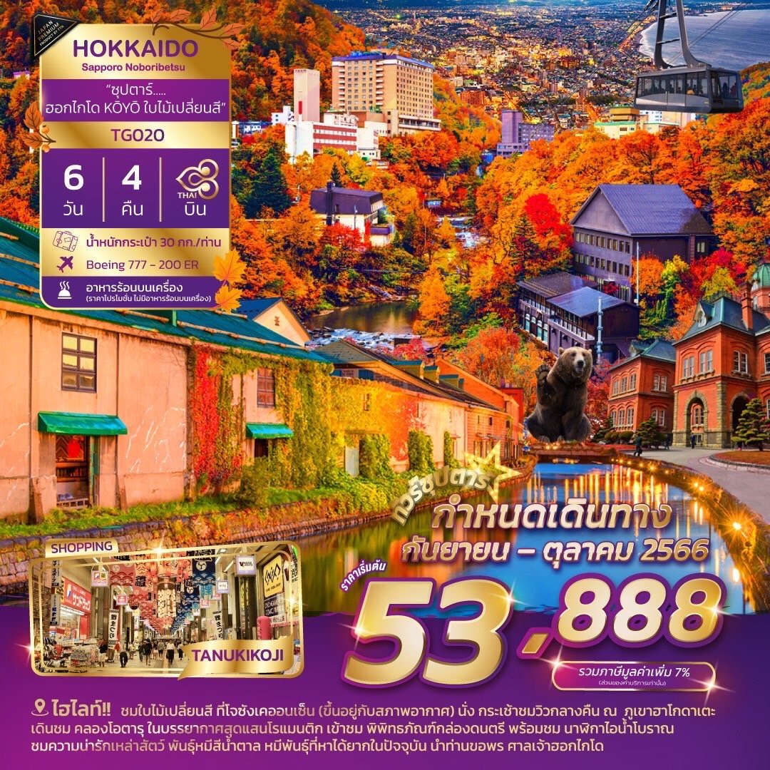 HOKKAIDO SAPPORO NOBORIBETSU JOZANKEI 6 DAYS 4 NIGHTS BY TG