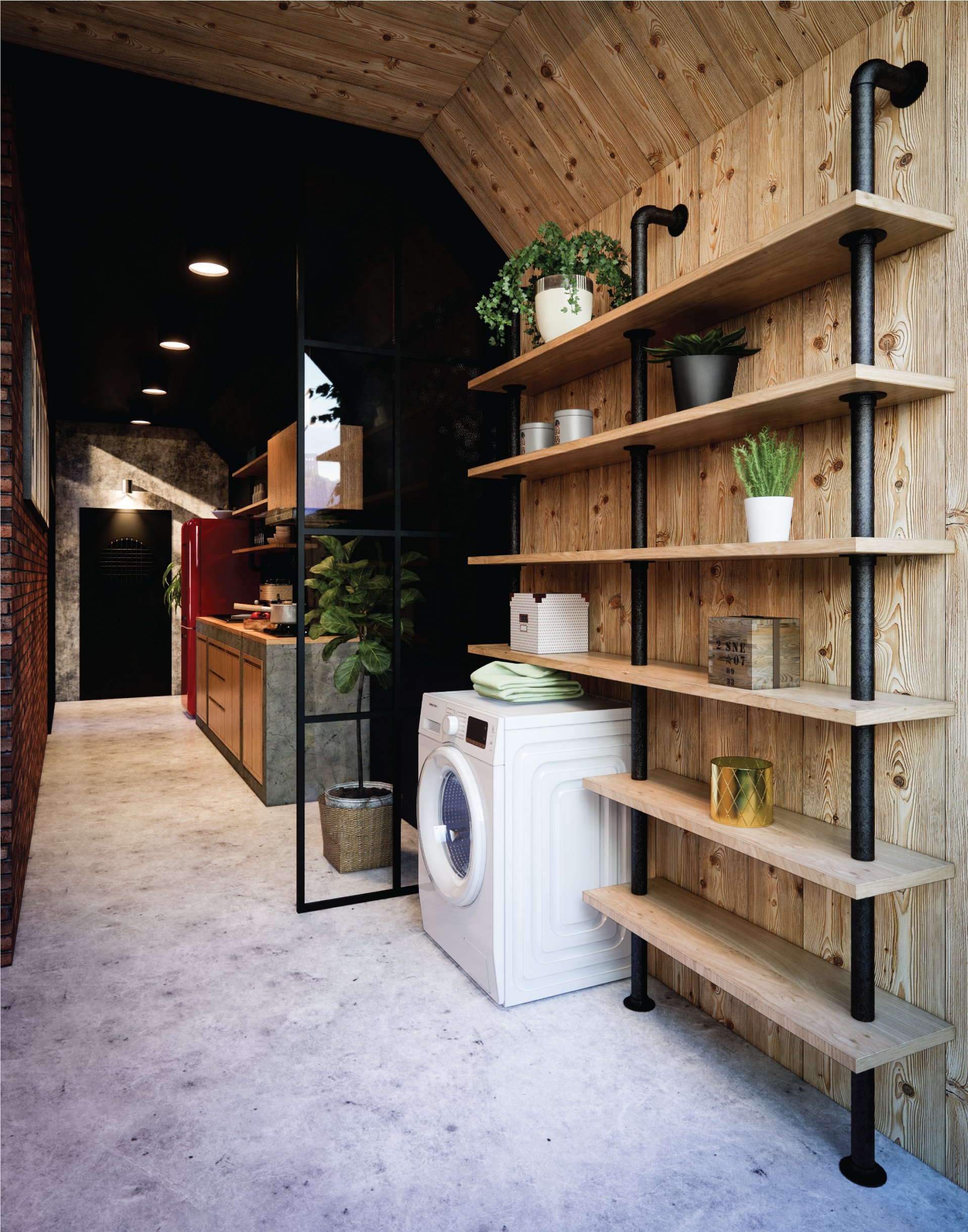 ไอเดีย การต่อเติม Built-In ห้องครัวสไตล์ Loft และฝั่งซักรีด l บริการ ...