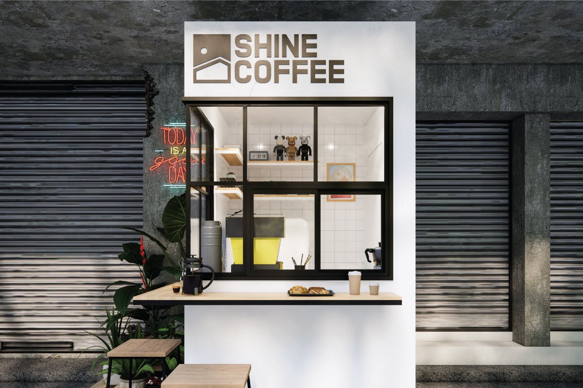 คีออสขายกาแฟ คีออสขายของ ขนาด 1.5x1.8 เมตร ประหยัดประหยัดพื้นที่ Kioskร้านค้า l บริการออกแบบ ผลิต และติดตั้งครบวงจร