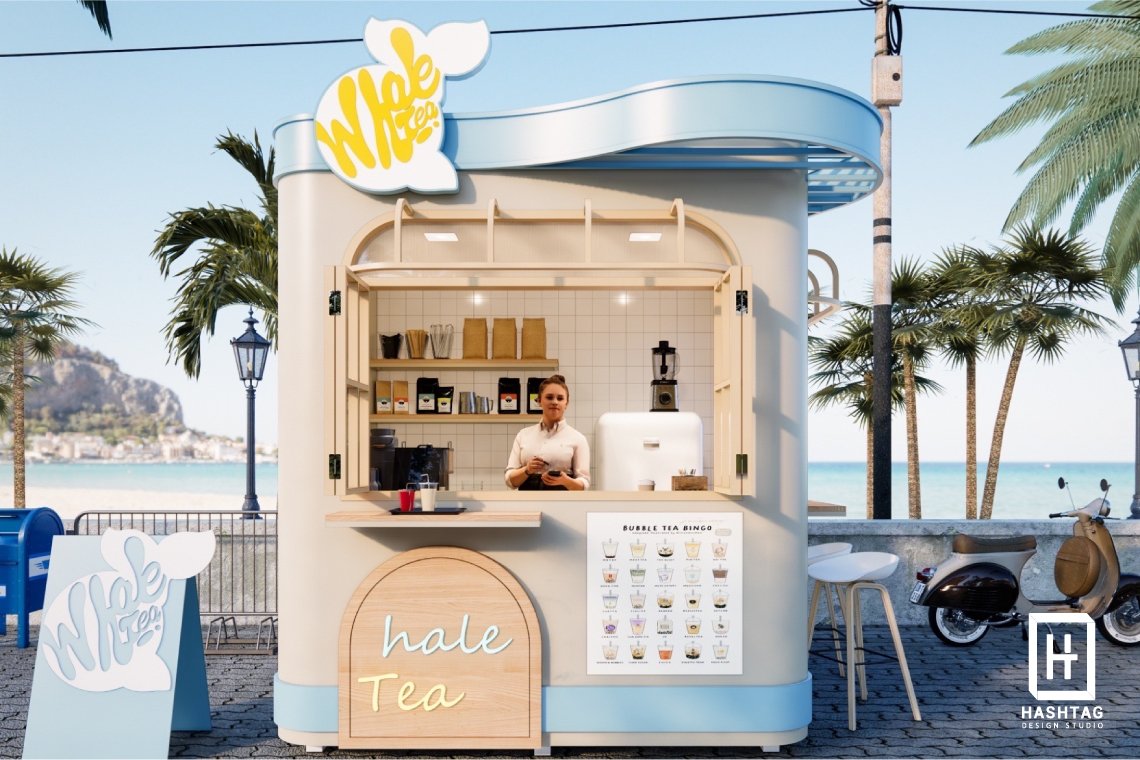 [งานออกแบบ] คีออส Whale Tea ขนาด 2x2.5 เมตร  l บริการออกแบบ ผลิต และติดตั้งครบวงจร