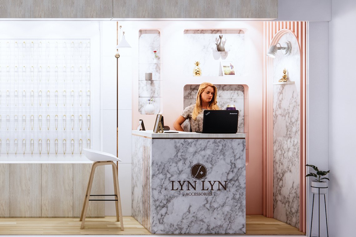 รีโนเวทร้านค้า งานออกแบบภายในร้านขายเครื่องประดับ ออกแบบร้านกิ๊ฟช็อป LYN LYN ที่สำเพ็ง กทมฯ l บริการออกแบบ ผลิต และติดตั้งครบวงจร