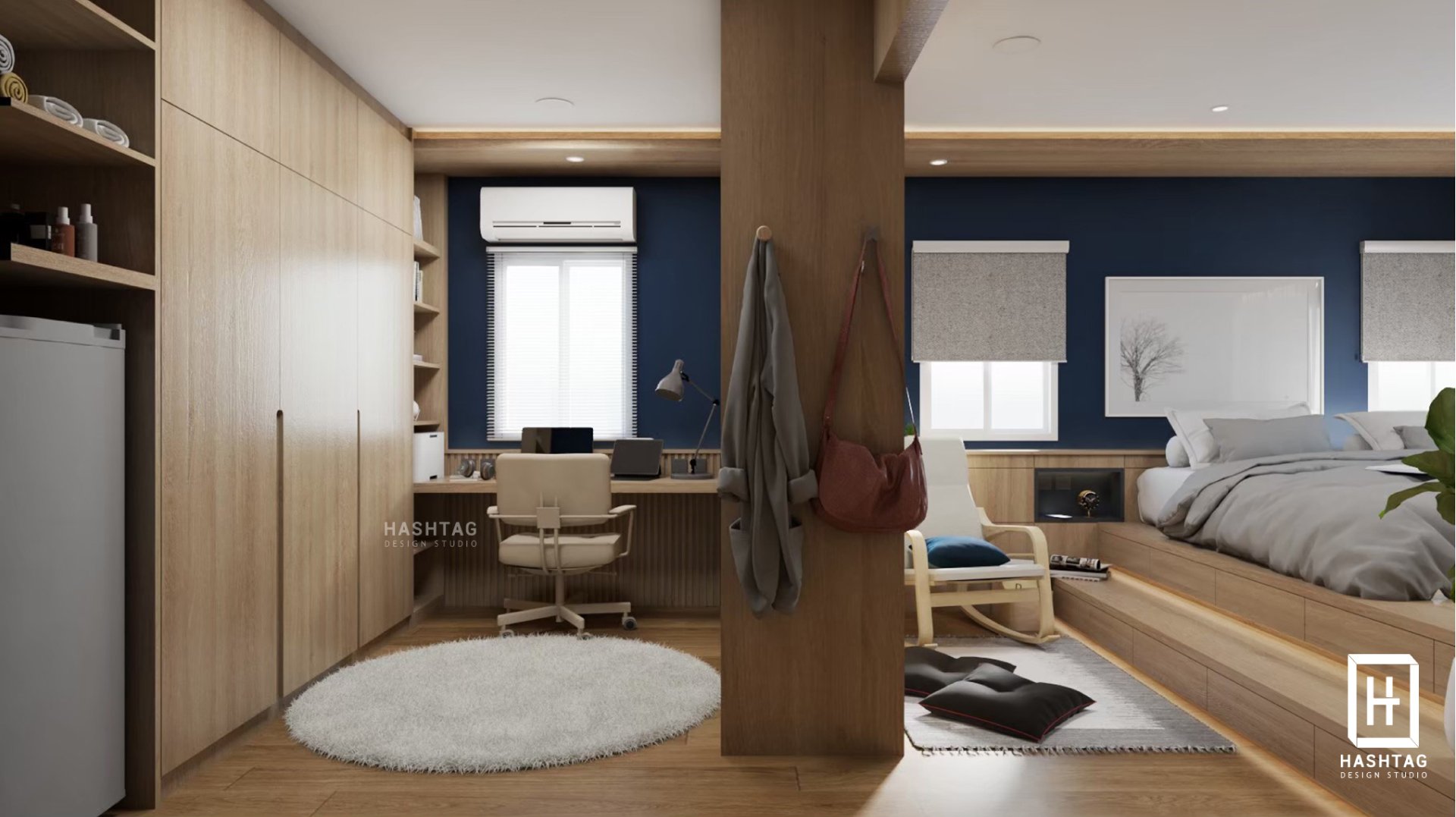 งานออกแบบห้องนอนบ้านพัก ห้อง Master Bedroom & Walk in Closet l บริการ ...