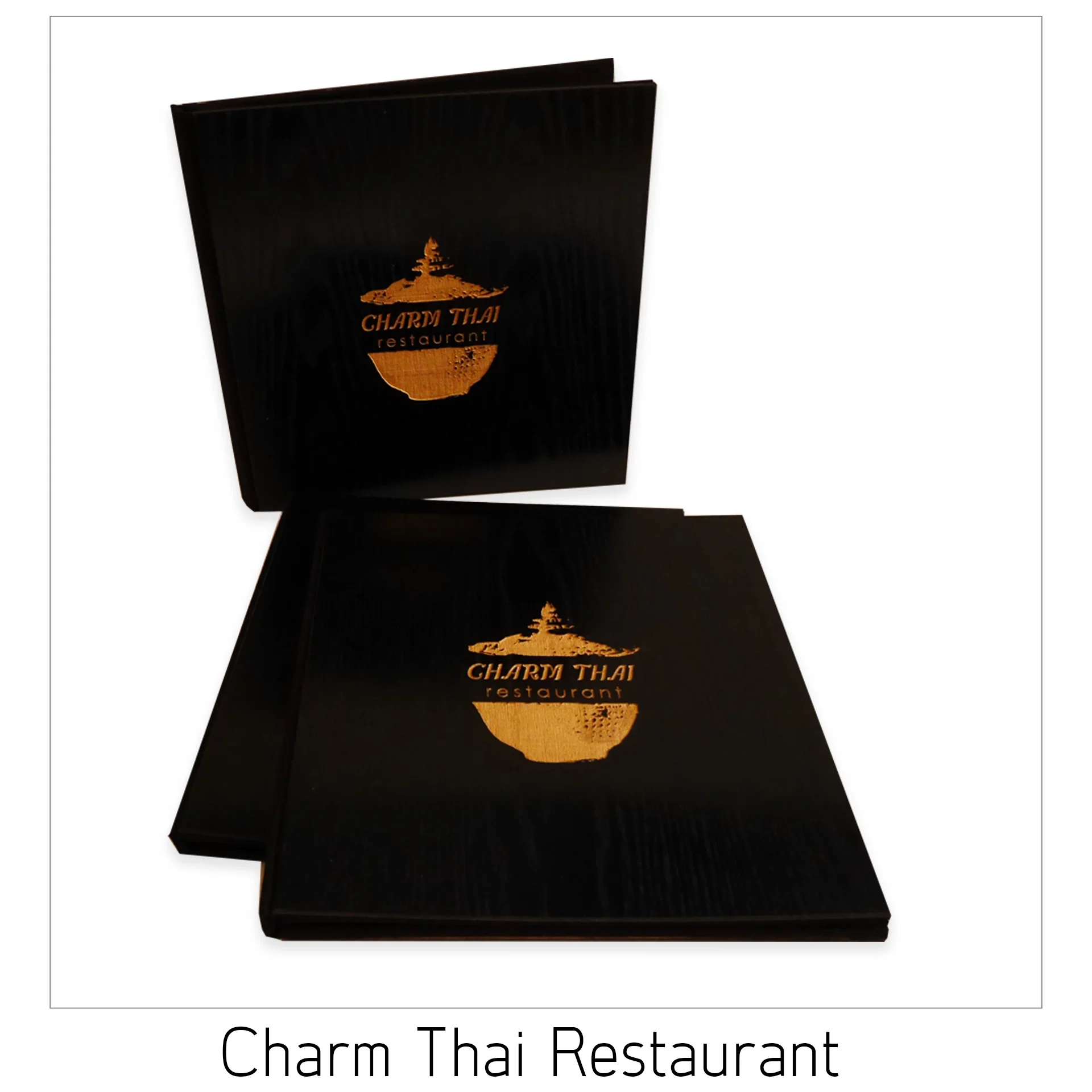 แฟ้มปกเมนูทำจากไม้เลเซอร์โลโก้