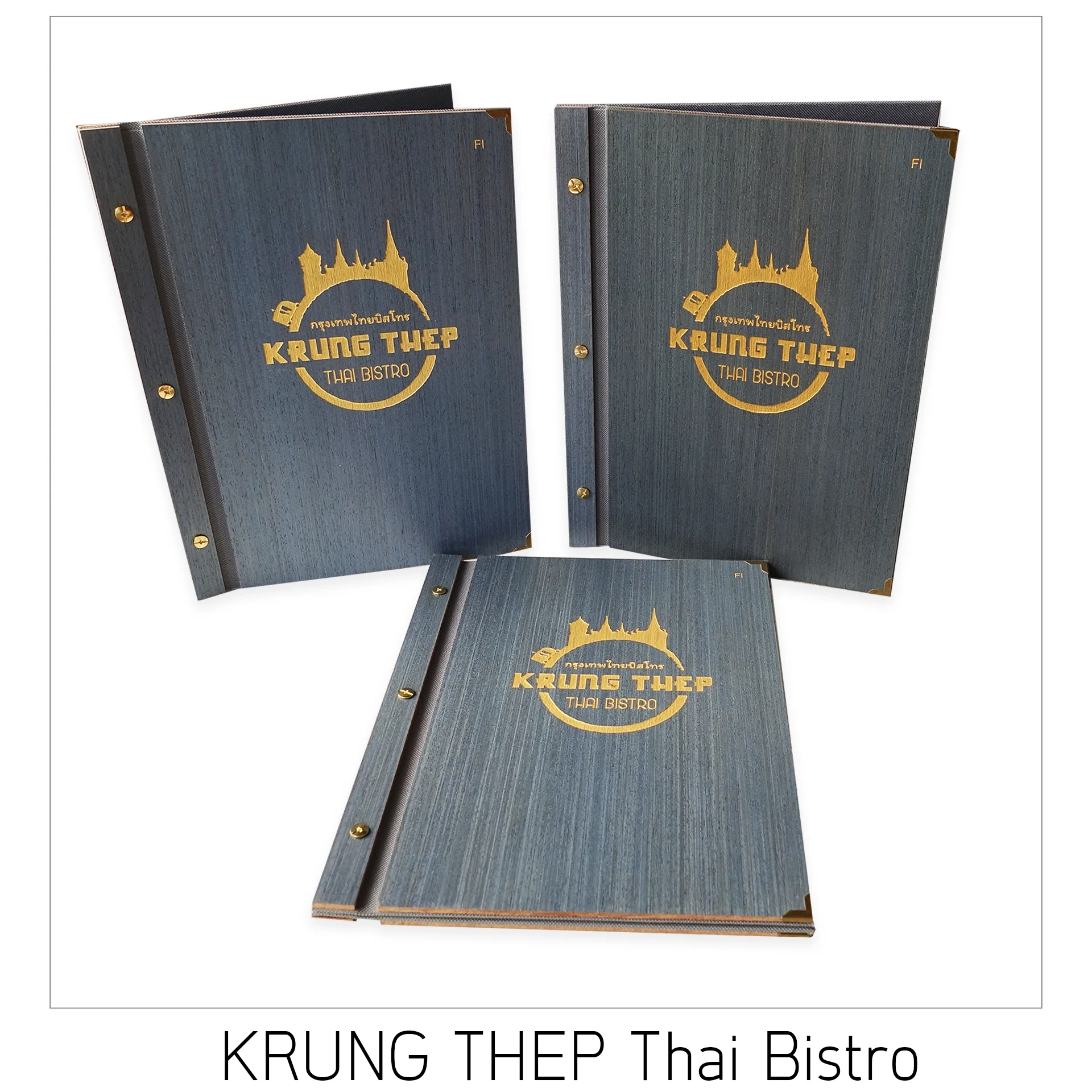 ปกเมนูทำจากไม้เลเซอร์โลโก้