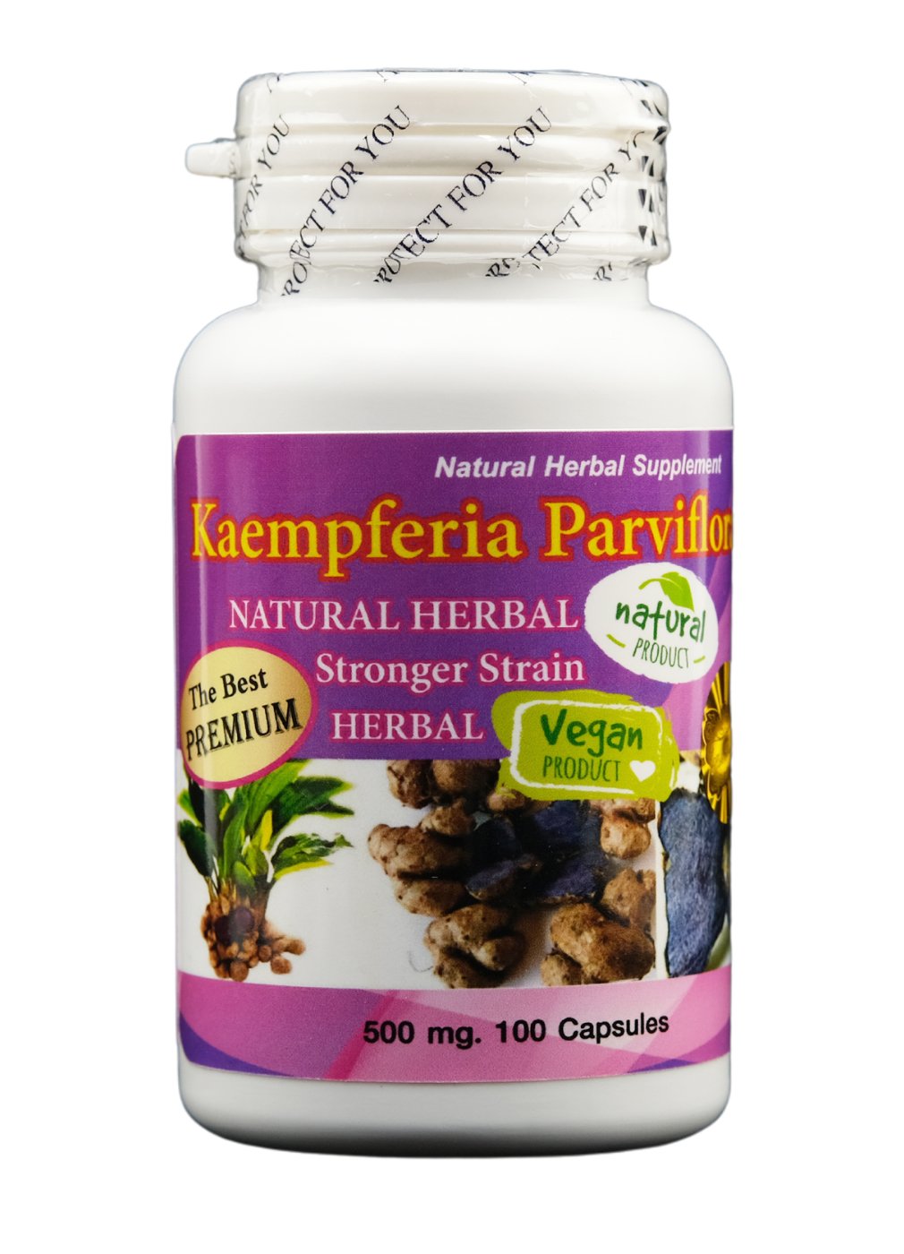 Kaempferria Parviflora Root Powder Capsules Black Ginger Bottle (100 Capsules)