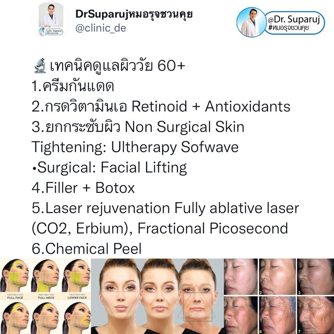 •สกินแคร์อาจจะเริ่มมีบทบาทน้อยลงโดยจะช่วย ให้ผิวไม่เกิดริ้วรอยเพิ่มขึ้นได้ในระดับนึง แต่อาจจะไม่สามารถช่วยลดริ้วรอยที่เกิดขึ้นแล้วได้ครับ (do not reverese aging) โดยอาจใช้ Retinol, Niacinamide, Ascorbic Acid •สกินแคร์อาจจะเริ่มมีบทบาทน้อยลงโดยจะช่วย ให้ผิวไม่เกิดริ้วรอยเพิ่มขึ้นได้ในระดับนึง แต่อาจจะไม่สามารถช่วยลดริ้วรอยที่เกิดขึ้นแล้วได้ครับ (do not reverese aging) โดยอาจใช้ Retinol, Niacinamide, Ascorbic Acid