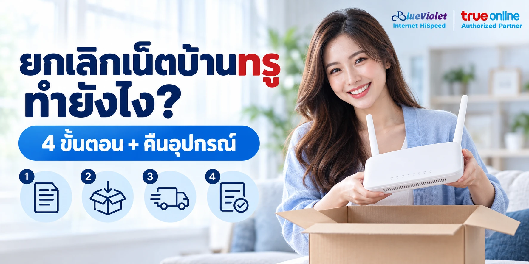 ยกเลิกเน็ตบ้านทรู ทำยังไง? 4 ขั้นตอน + คืนอุปกรณ์ (บุคคลธรรมดา)