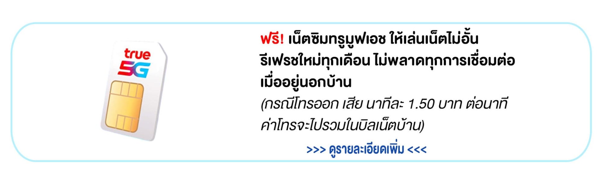 รายละเอียดซิม ในโปรเน็ตบ้านทรู