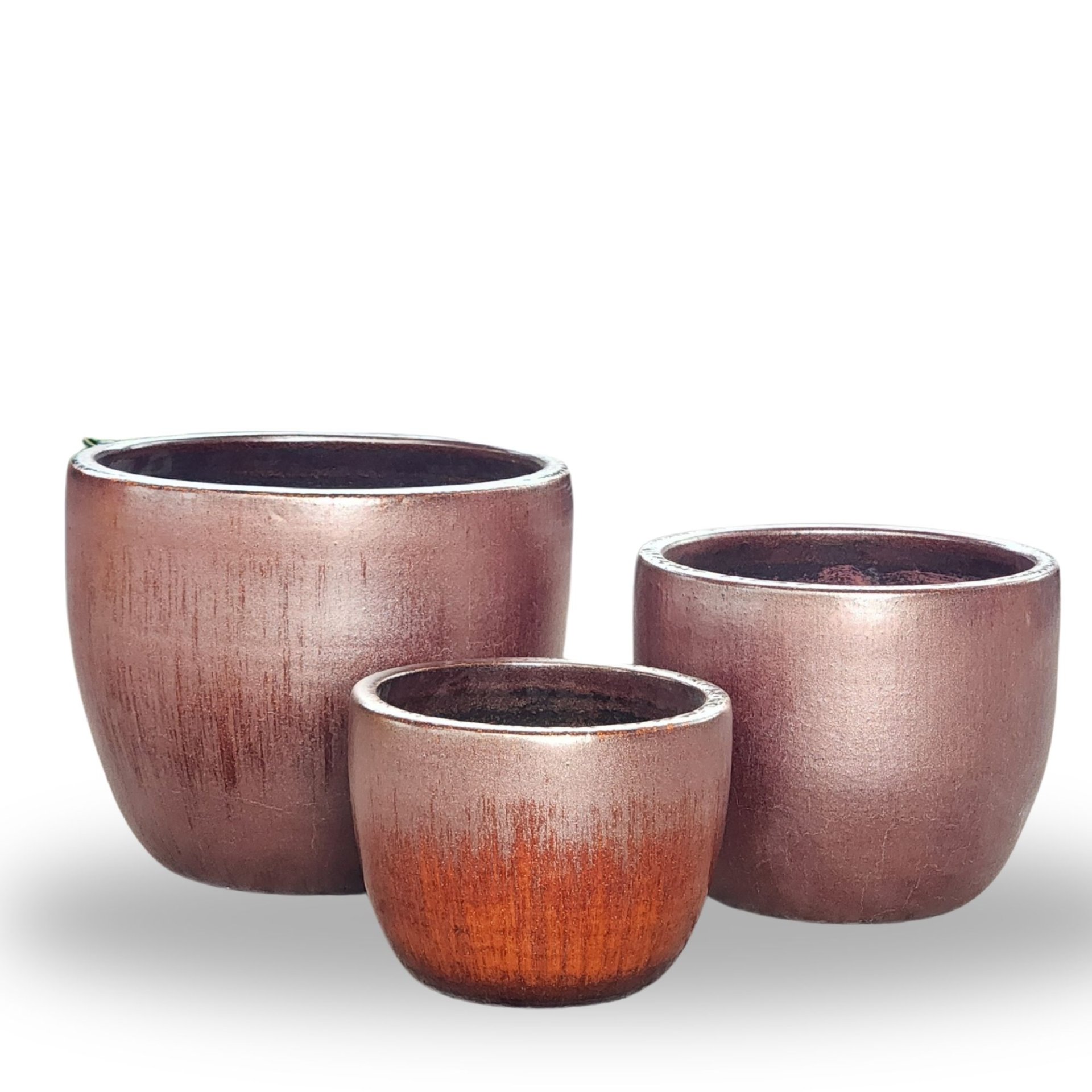 กระถางสีน้ำตาลประกายแดง